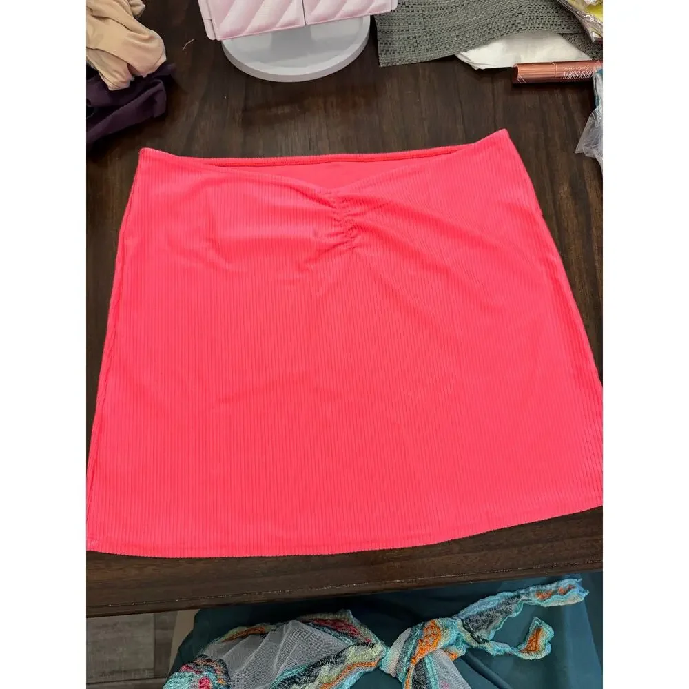 Aerie pink ribbed swimsuit cover up mini skirt in XL